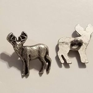 2 ss sterling silver elk/deer buttons